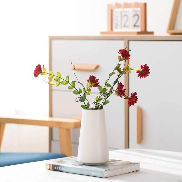 Bright White Vase - 6“ White Ceramic Flower vase, Boho Vases for Pampas Grass, M - Picture 9 of 9